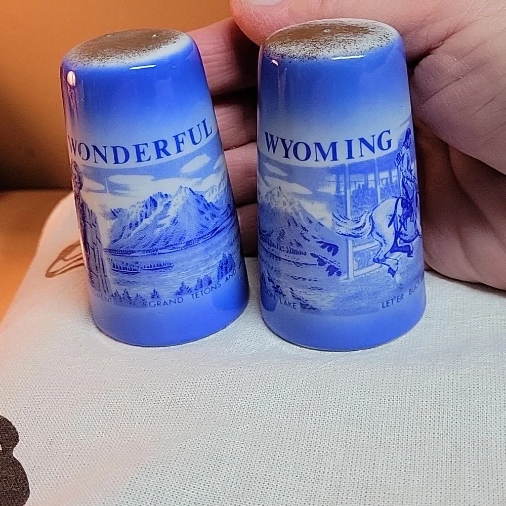 5 For 25.00/Wyoming glass Salt n Pepper Shakers. EUC.Vintage